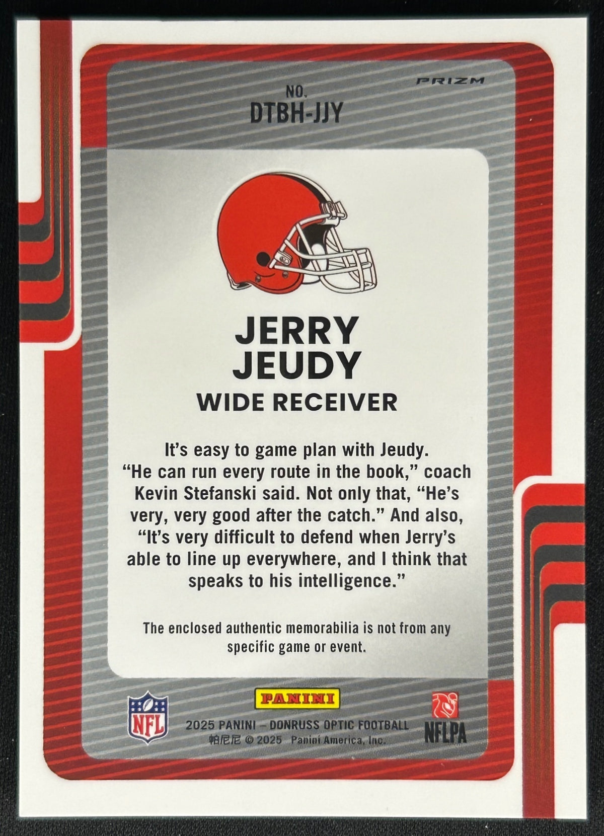 Jerry Jeudy 2025 Donruss Optic Threads Blue Hyper Prizm Browns Sports Trading Cards