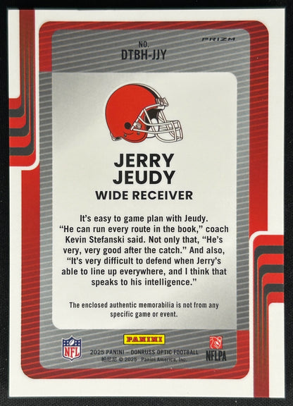 Jerry Jeudy 2025 Donruss Optic Threads Blue Hyper Prizm Browns Sports Trading Cards