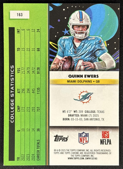 Quinn Ewers 2025 Topps Cosmic Chrome Dolphins