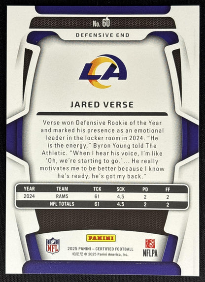 Jared Verse 2025 Panini Certified Mirror /399