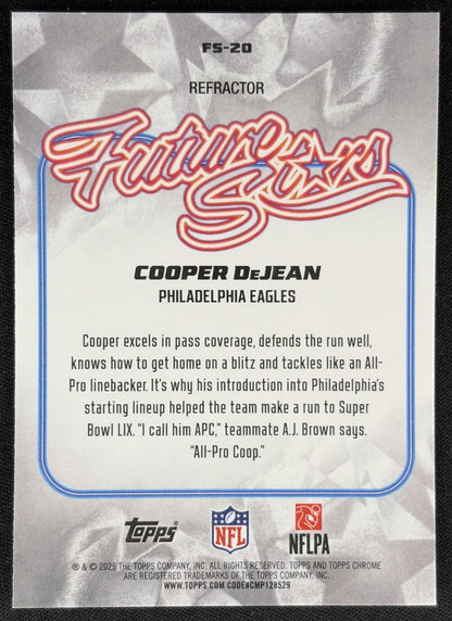 Cooper Dejean 2025 Topps Chrome Future Stars Refractor Eagles