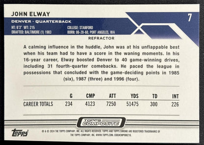 John Elway 2023 Topps Composite Chrome Refractor Broncos back