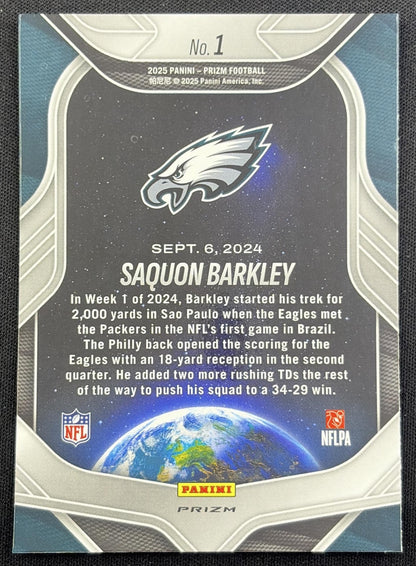 Saquon Barkley 2025 Panini Prizm Global Reach No Huddle Eagles Philadelphia Eagles
