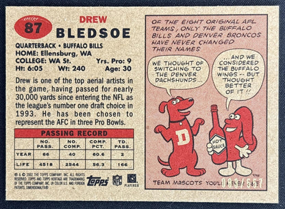 Drew Bledsoe 2002 Topps Heritage Retrofractors /557 Bills back