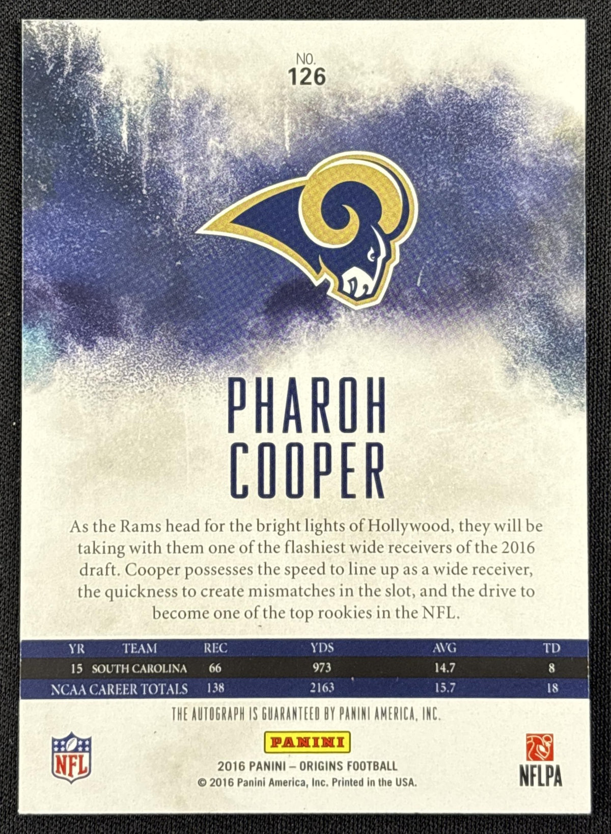 Pharoh Cooper 2016 Panini Origins Auto Rookie Los Angeles Rams
