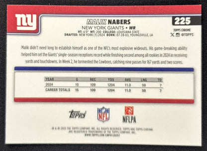Malik Nabers 2025 Topps Chrome RayWave Refractor Giants