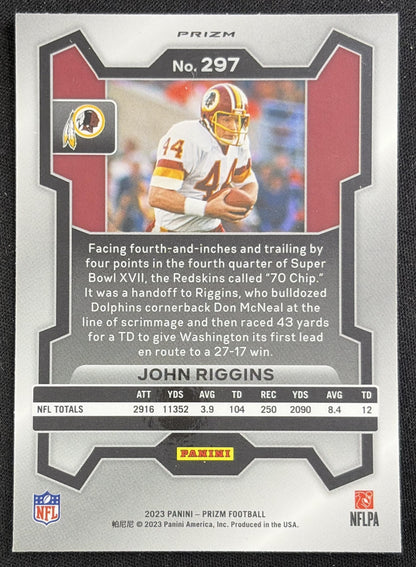 John Riggins 2023 Panini Prizm Orange Ice Redskins Sports Trading Card