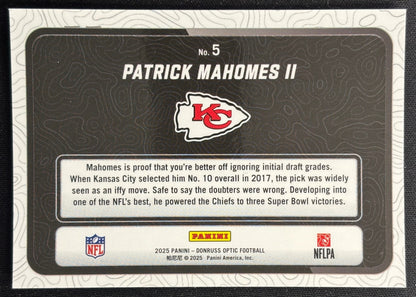Patrick Mahomes II 2025 Donruss Optic Passing Grade Chiefs Sports Trading Cards