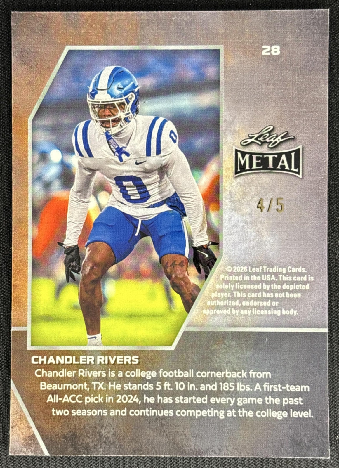 Chandler Rivers 2026 Leaf Metal Shimmer Dark Blue /5