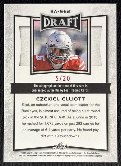 Ezekiel Elliott 2016 Leaf Metal Draft Pink /20 Buckeyes back