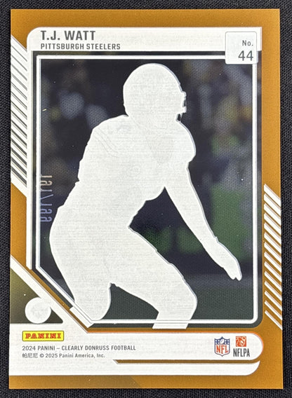 T.J. Watt 2024 Panini Clearly Donruss Orange /199 Steelers