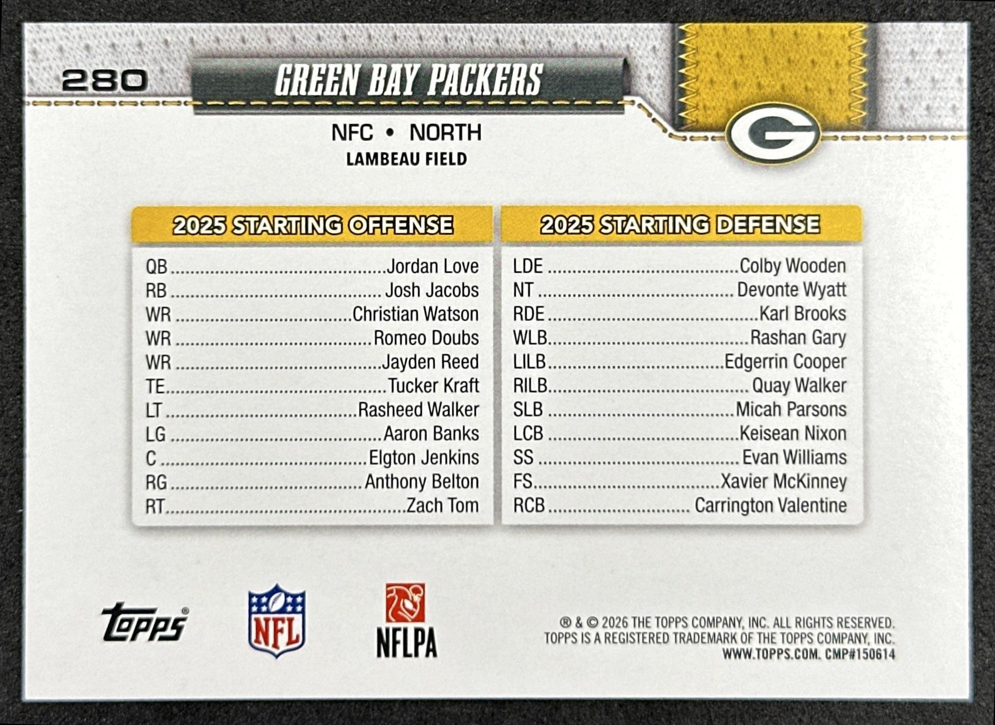 Green Bay Packers 2026 Topps Flagship Packers Sports Trading Cards