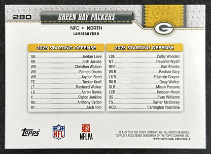 Green Bay Packers 2026 Topps Flagship Packers Sports Trading Cards