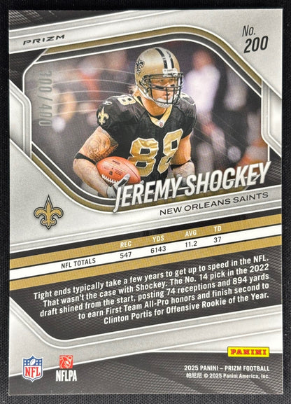 Jeremy Shockey 2025 Prizm Pandora /400 Saints Sports Trading Cards