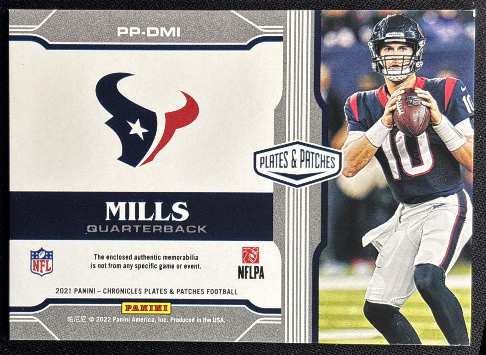 Davis Mills 2021 Panini Chronicles Plates and Patches Rookie Jerseys /399