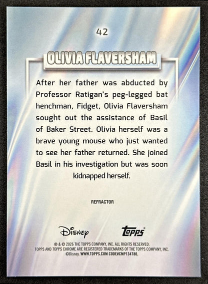Olivia Flaversham 2026 Topps Chrome Disney Refractor The Great Mouse Detective Back