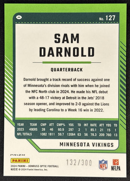 Sam Darnold 2024 Panini Donruss Optic Wave /300 Vikings