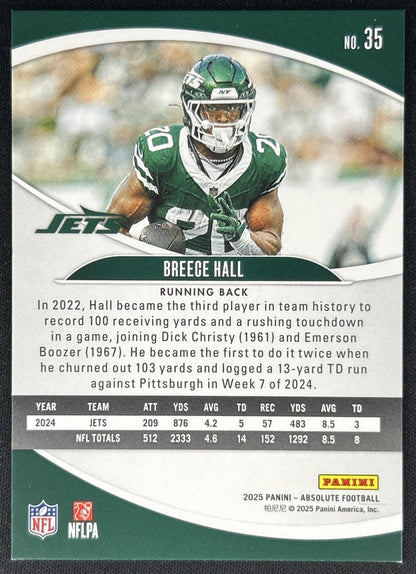 Breece Hall 2025 Panini Absolute Orange Mosaic /825 Jets Back