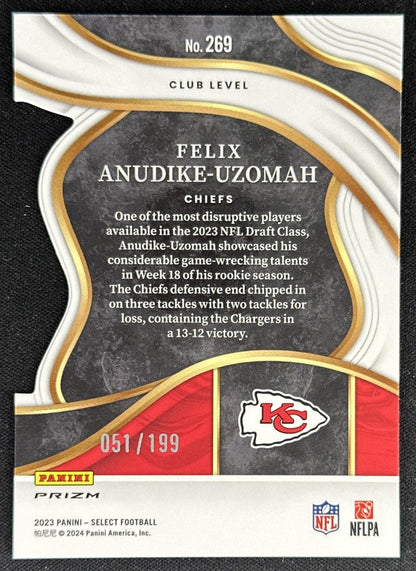 Felix Anudike-Uzomah 2023 Panini Select Club Level White Prizms Die Cut /199 Chiefs