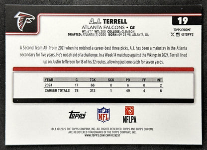 A.J. Terrell 2025 Topps Chrome Sapphire Falcons Sports Trading Cards