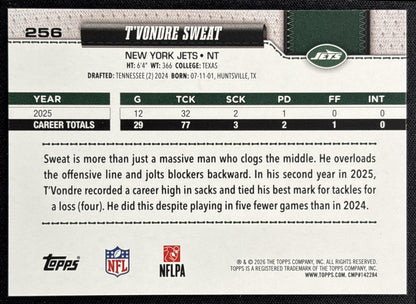 T'Vondre Sweat 2026 Topps Football Leather Foil Jets