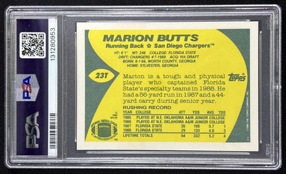Marion Butts 1989 Topps Traded PSA 10 Chargers 131280953 Sports Trading Card