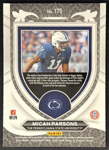 Micah Parsons 2021 Panini Prizm Draft Picks Collegiate Nittany Lions back