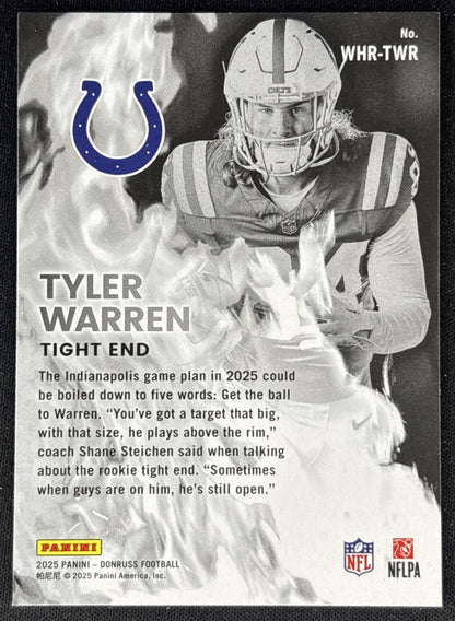 Tyler Warren 2025 Panini Donruss White Hot Rookies
