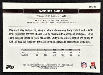 DeVonta Smith 2026 Topps NSCC Collection NFL Gold Refractor /50 Eagles Sports Trading Cards