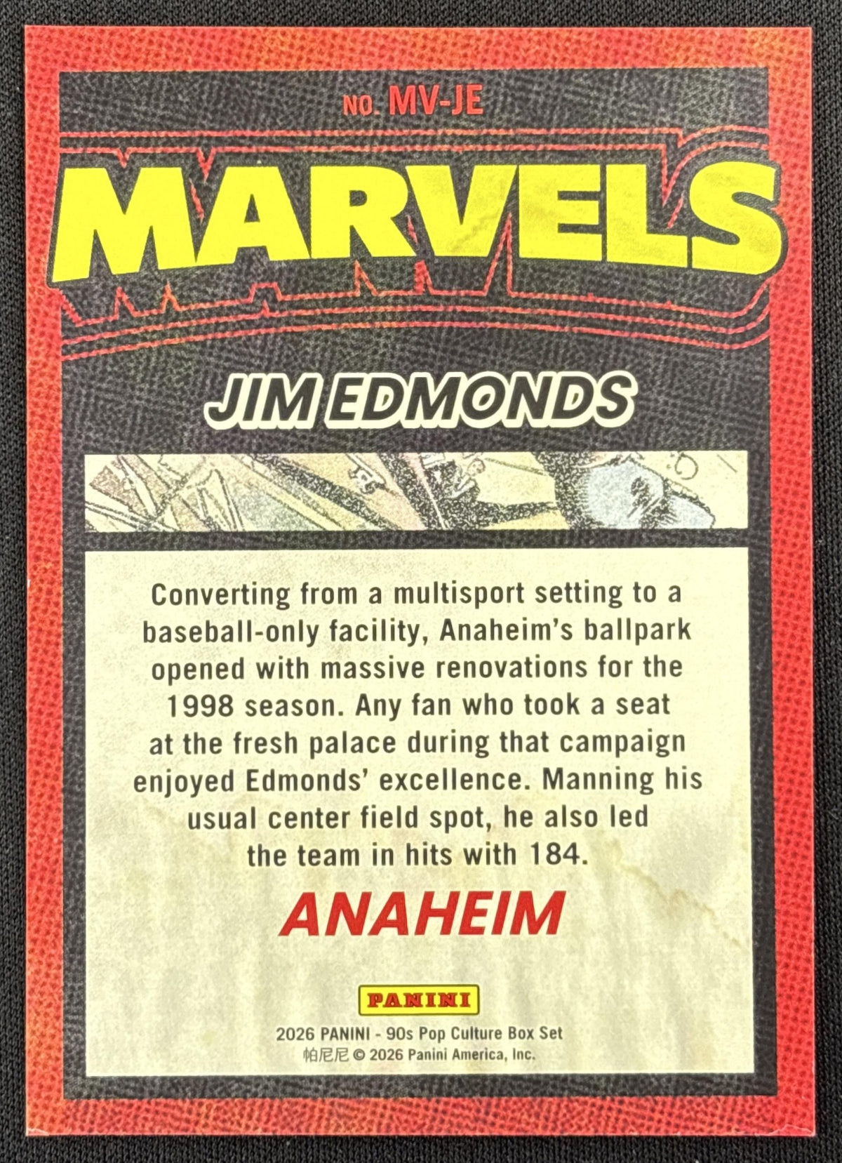 Jim Edmonds 2026 Panini 90s Pop Culture Marvels