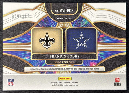 Brandin Cooks 2025 Panini Select Multiverse Jerseys Silver Prizm /149 back