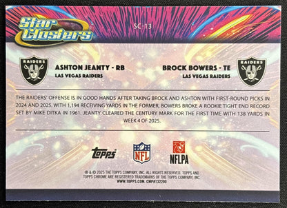 Ashton Jeanty Brock Bowers 2025 Topps Cosmic Chrome Star Clusters Raiders back