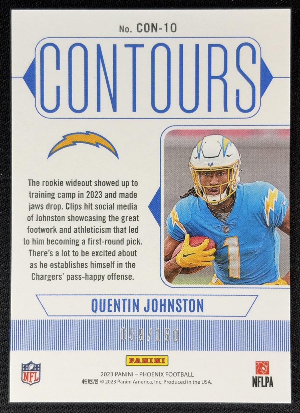 Quentin Johnston 2023 Panini Phoenix Contours Chargers Football
