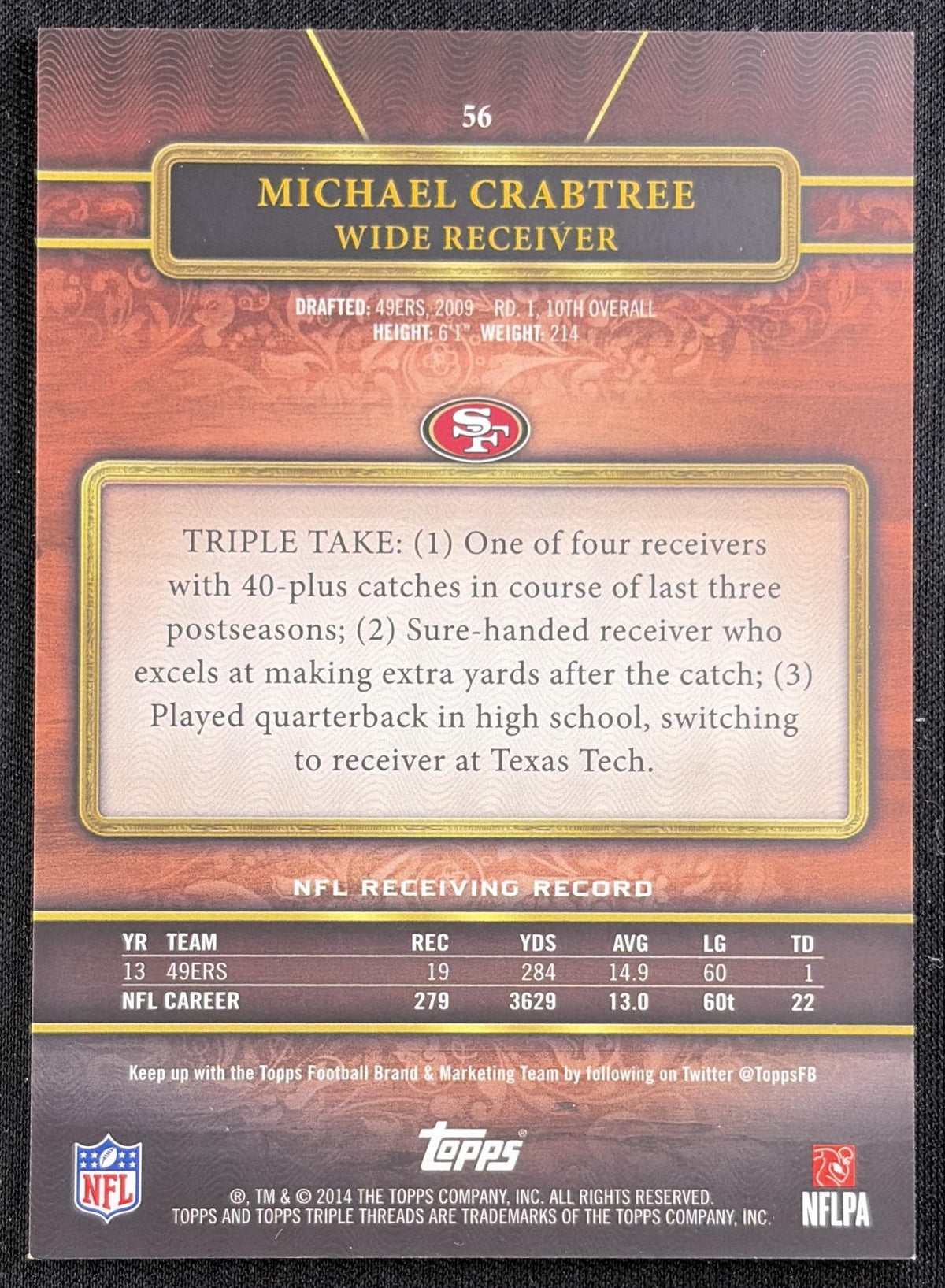 Michael Crabtree 2014 Topps Triple Threads 49ers
