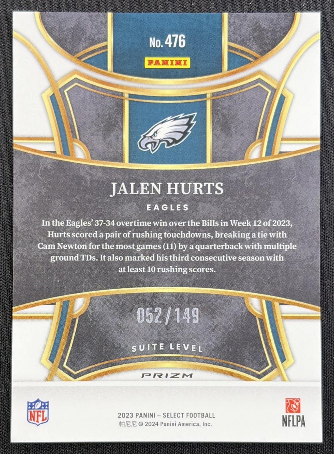Jalen Hurts 2023 Panini Select Tri Color Prizms /149 Eagles Philadelphia Eagles
