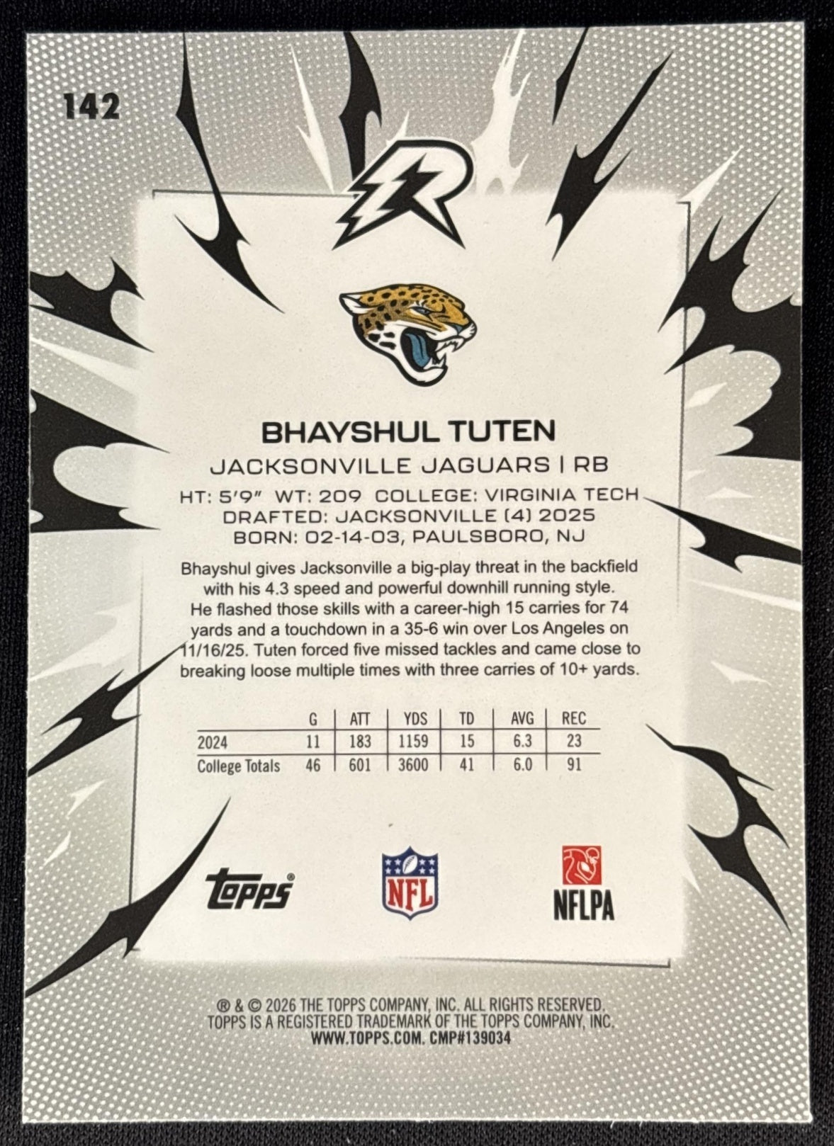 Bhayshul Tuten 2025 Topps Resurgence Jaguars Sports Trading Cards