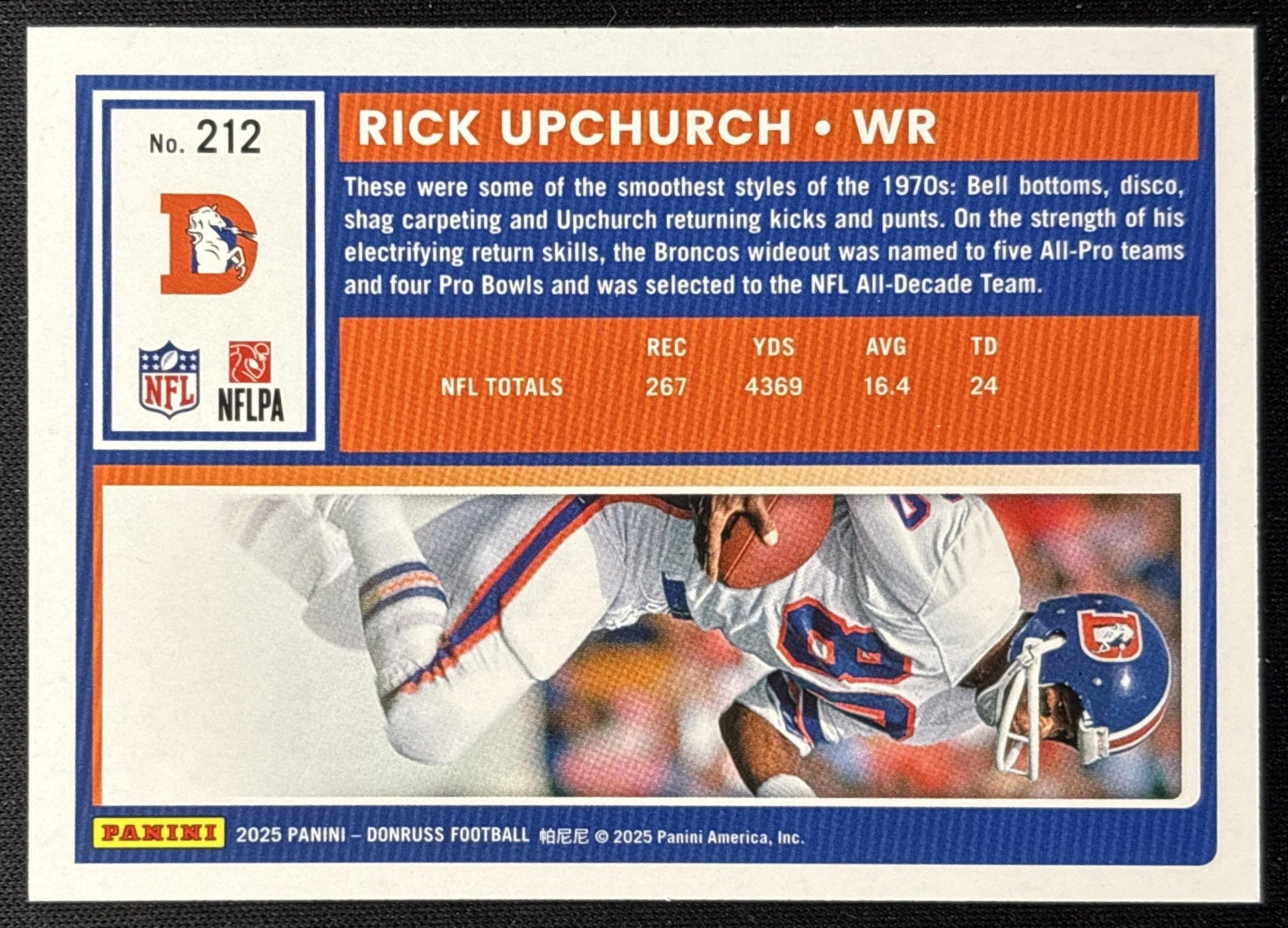 Rick Upchurch 2025 Panini Donruss Jersey Number /80 Broncos Sports Trading Cards
