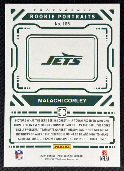 Malachi Corley 2024 Photogenic Rookie Portraits /99 Jets back