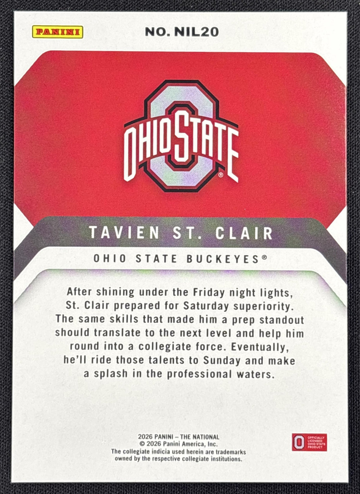 Tavien St. Claire 2026 Panini NSCC Silver Pack
