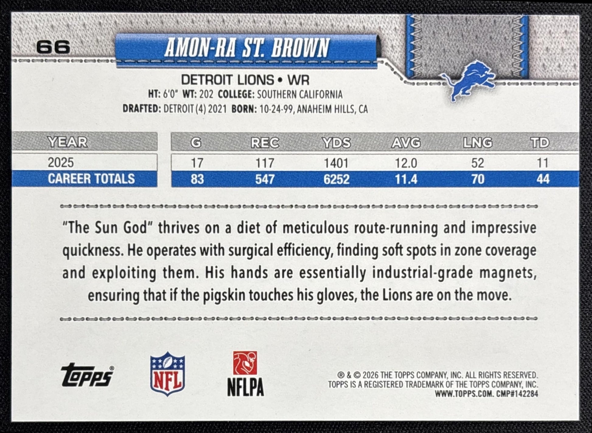 Amon-Ra St. Brown 2026 Topps Rainbow Foil Lions