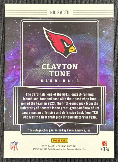 Clayton Tune 2023 Panini Origins Rookie Auto Arizona Cardinals