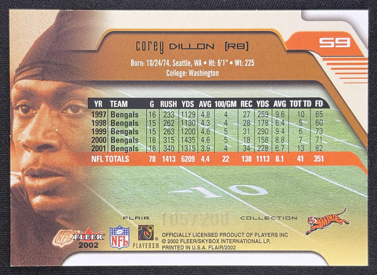 Corey Dillon 2002 Fleer Flair Collection /200 Bengals