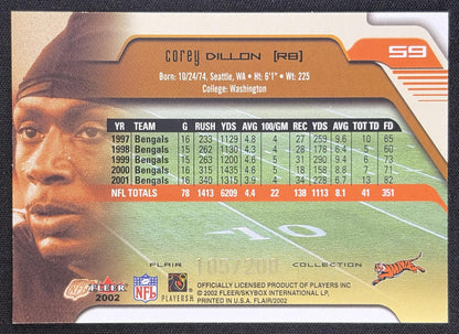 Corey Dillon 2002 Fleer Flair Collection /200 Bengals