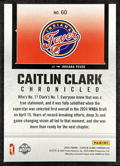 Caitlin Clark 2025 Panini Chronicled Life Style Holo Fever 60 Indiana Fever