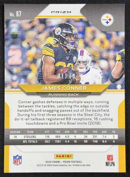 James Conner 2020 Panini Prizm Red and Yellow /49 Steelers