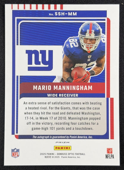 Mario Manningham 2025 Panini Donruss Optic Signature Series Giants