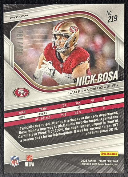 Nick Bosa 2025 Panini Prizm Pandora /400 49ers back