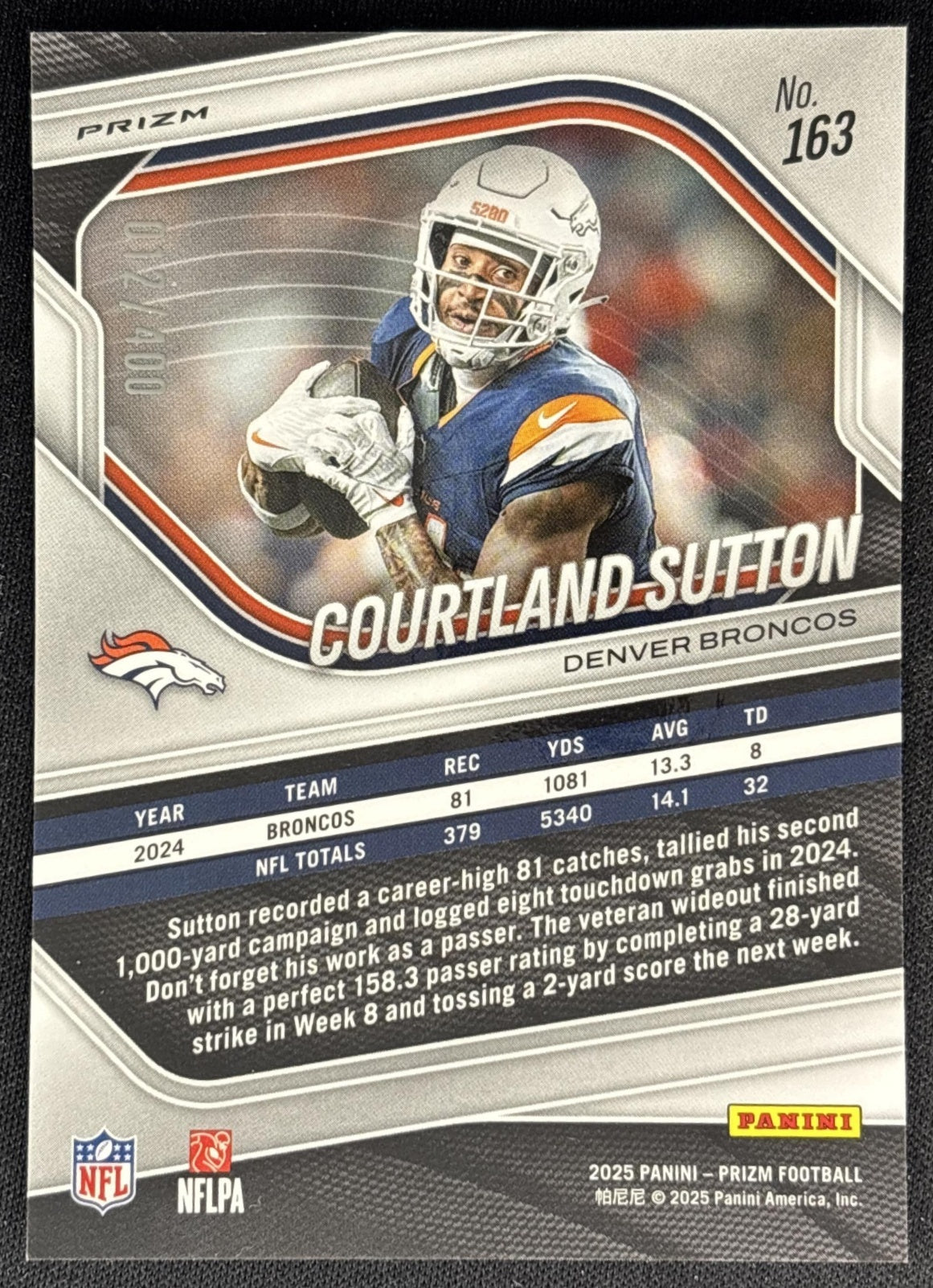 Courtland Sutton 2025 Panini Prizm Pandora /400 Broncos Sports Trading Cards
