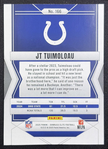 JT Tuimoloau 2025 Panini Donruss Elite Rookies Orange /199 Colts Indianapolis Colts back