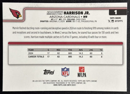 Marvin Harrison Jr. 2025 Topps Chrome Cardinals Sports Trading Cards